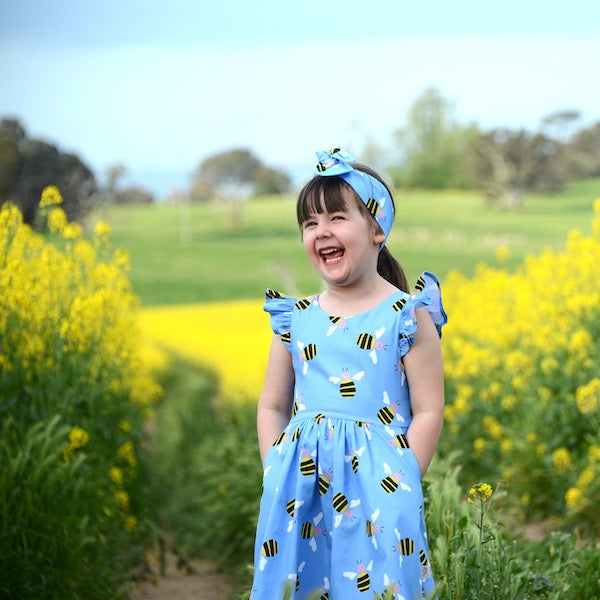 Bee Dress - Blue-Bandicute