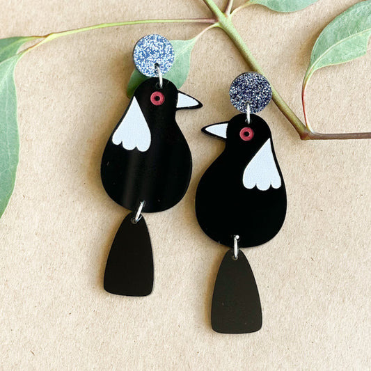 Close Up Dangle Earrings - Magpies - Posts