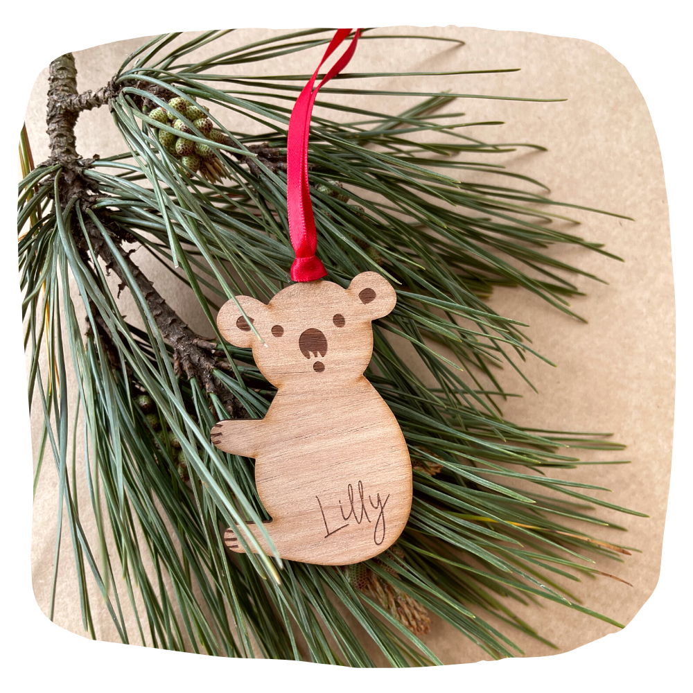 Personalised Christmas Ornaments - Timber Koala-Bandicute