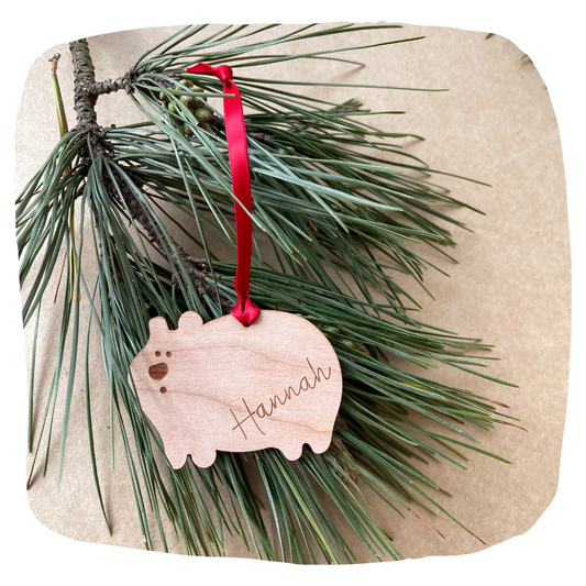 Personalised Christmas Ornaments - Timber Wombat-Bandicute