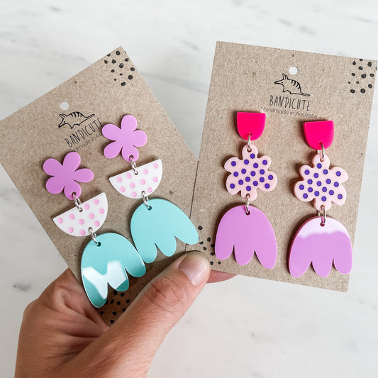 Statement Earrings - Ditzy Flower Drops-Bandicute